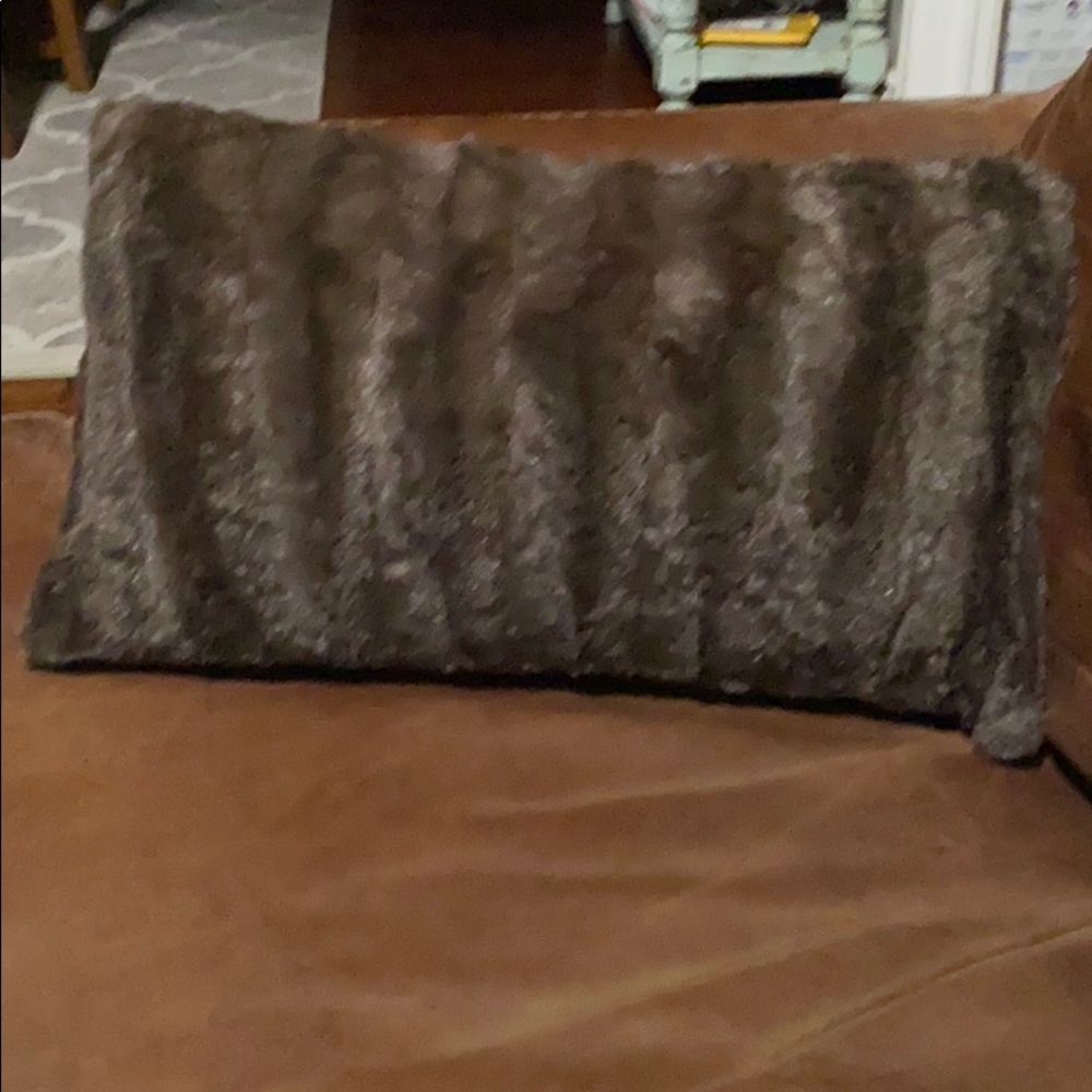 Brown faux fur throw pillow